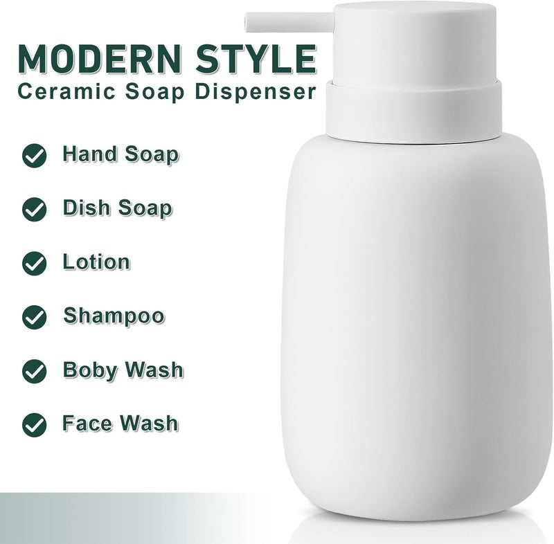 YDSluock Matte White Soap Dispenser Bathroom,Ceramic Soap Dispenser Lotion Pump Dish Soap Dispenser for Kitchen,16oz Refillable Liquid Hand Wash Dispenser for Bathroom (Rubber Paint) - Image 5